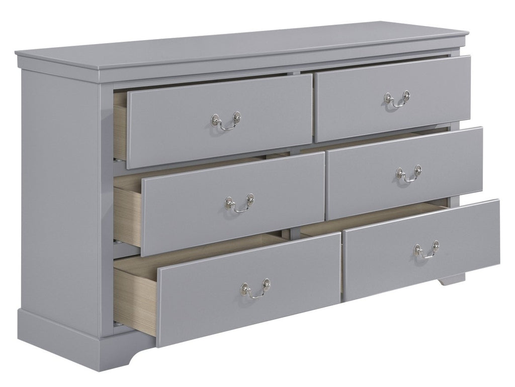 Homelegance 1519GY-4PC 4 p Seabright grey finish wood modern style queen bedroom set faux leather headboard