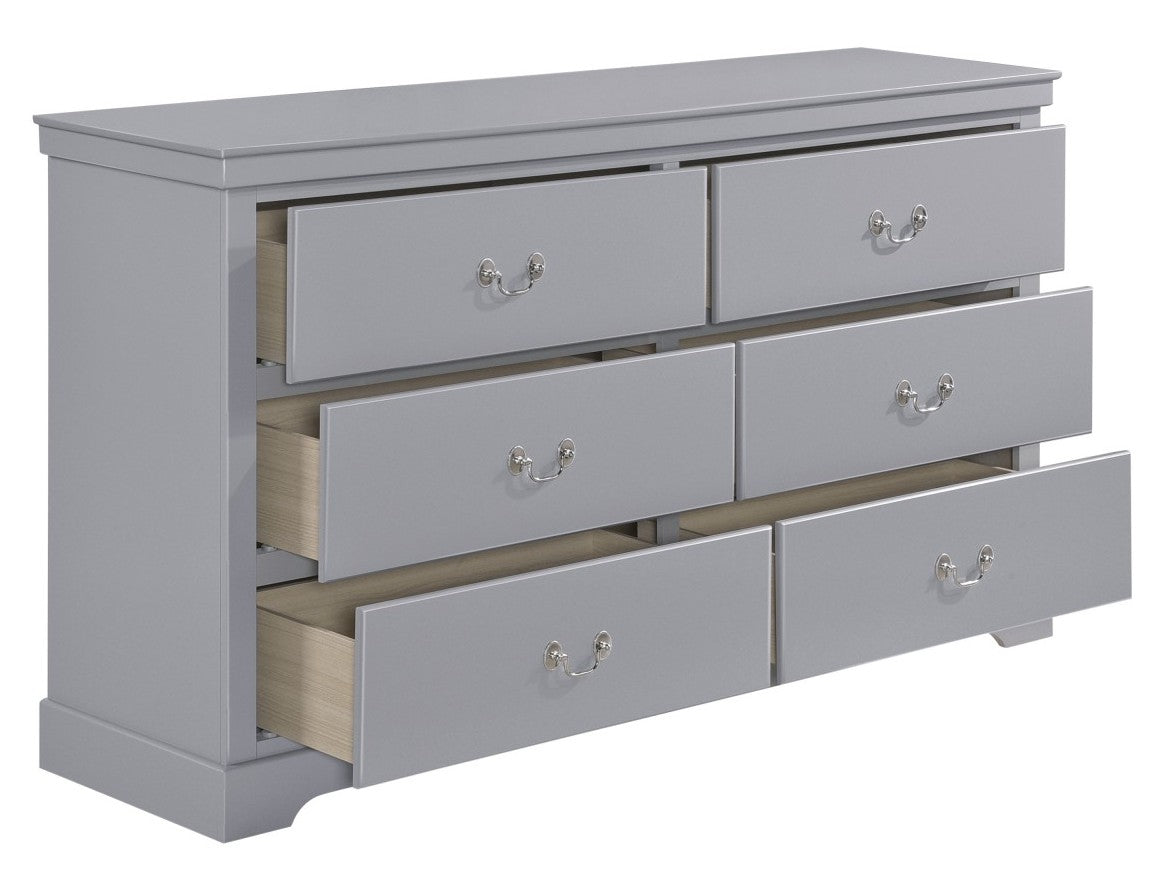 Homelegance 1519GY-4PC 4 p Seabright grey finish wood modern style queen bedroom set faux leather headboard