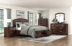 Homelegance 1520CH-4PC 4 pc Hudson cherry finish wood curved top queen bedroom set