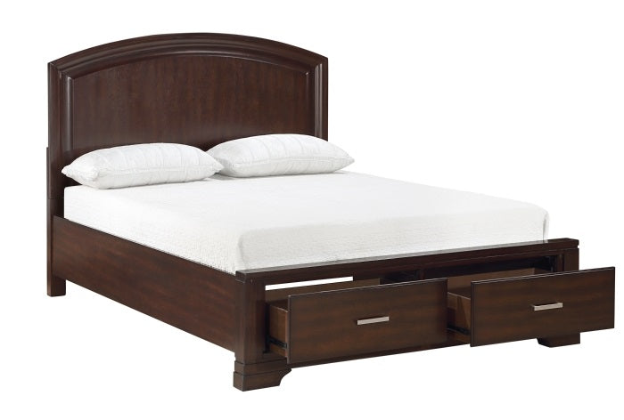 Homelegance 1520CH-4PC 4 pc Hudson cherry finish wood curved top queen bedroom set