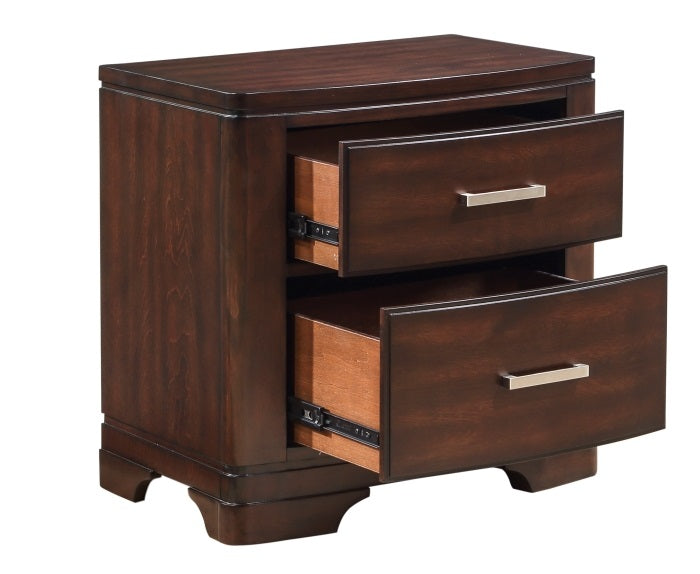 Homelegance 1520CH-4PC 4 pc Hudson cherry finish wood curved top queen bedroom set