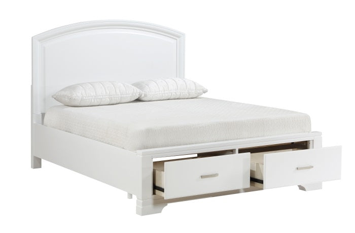 Homelegance 1520WH-4PC 4 pc Hudson white finish wood curved top queen bedroom set