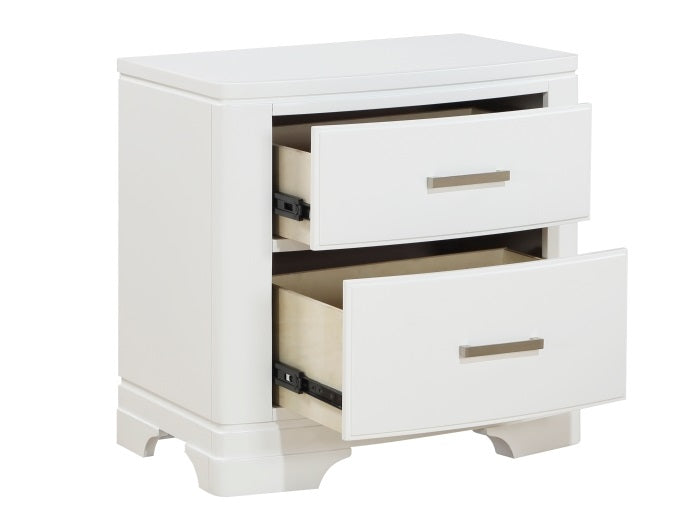 Homelegance 1520WH-4PC 4 pc Hudson white finish wood curved top queen bedroom set