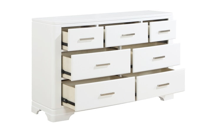 Homelegance 1520WH-4PC 4 pc Hudson white finish wood curved top queen bedroom set