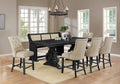 D91-7PC-BN 7 pc Rustic dark grey finish wood counter height dining table set beige chairs Charlton home with bench