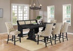 D91-7PC-BN 7 pc Rustic dark grey finish wood counter height dining table set beige chairs Charlton home with bench