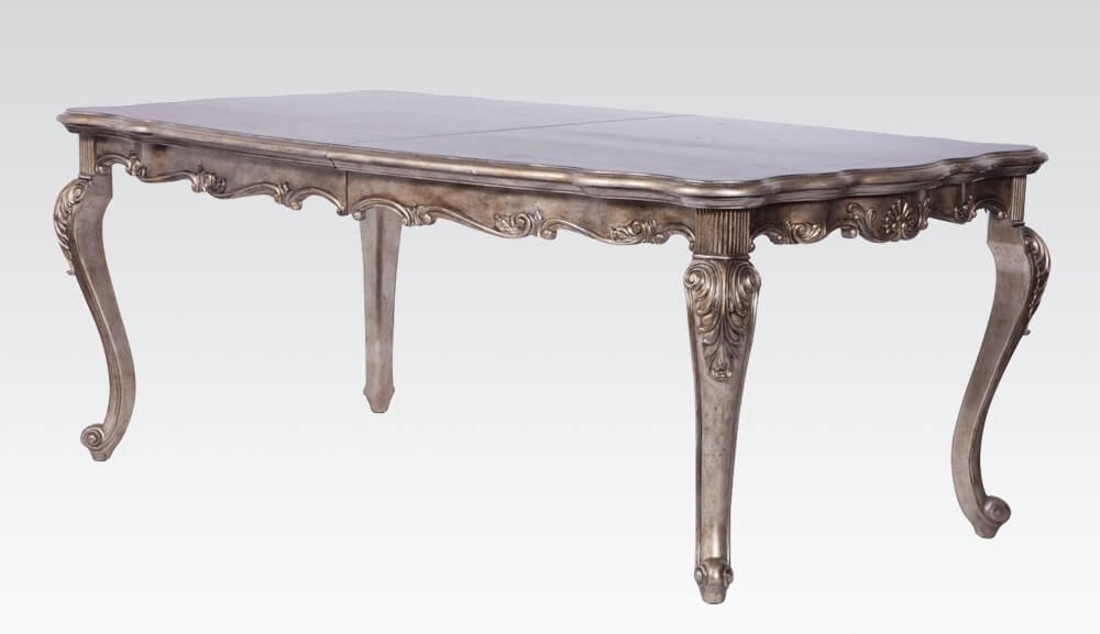 Acme 60540-42-43 7 pc Astoria grand petrin chantelle antique silver finish wood dining table set