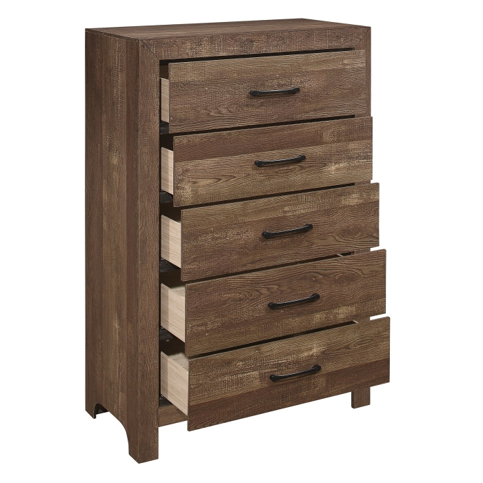 Homelegance 1534-9  Canora grey Lorenzi rustic brown wood grain finish 5 drawer tall chest