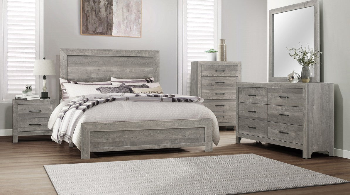 Homelegance 1534GY-4PC 4 pc Canora grey Lorenzi rustic grey wood grain finish queen bedroom set