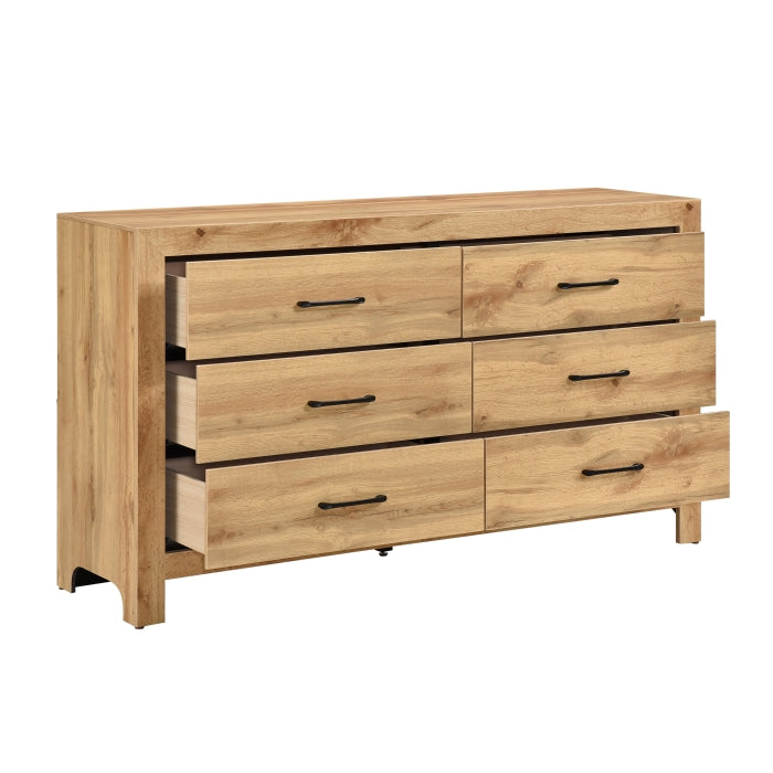 Homelegance 1534NPNA-4PC 4 pc Lorenzi natural pine wood grain finish chevron design bedroom set