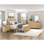 Homelegance 1534NPNA-4PC 4 pc Lorenzi natural pine wood grain finish chevron design bedroom set