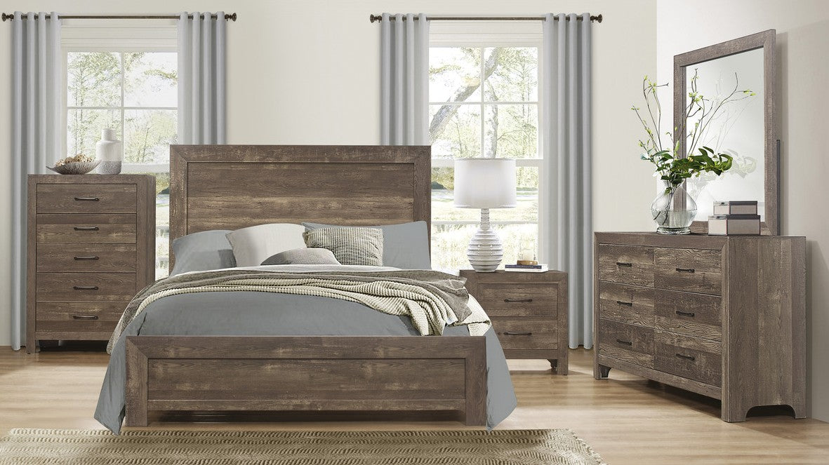 Homelegance 1534-4PC 4 pc Canora grey Lorenzi rustic brown wood grain finish bedroom set