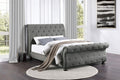 Homelegance 1549GY-1 Ebern designs clifton grey tufted chenille fabric queen sleigh bed