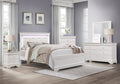 Homelegance 1556W-4PC 4 pc Lana white aligator embossed finish wood LED headboard queen bedroom set