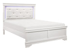 Homelegance 1556W-4PC 4 pc Lana white aligator embossed finish wood LED headboard queen bedroom set