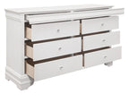 Homelegance 1556W-4PC 4 pc Lana white aligator embossed finish wood LED headboard queen bedroom set