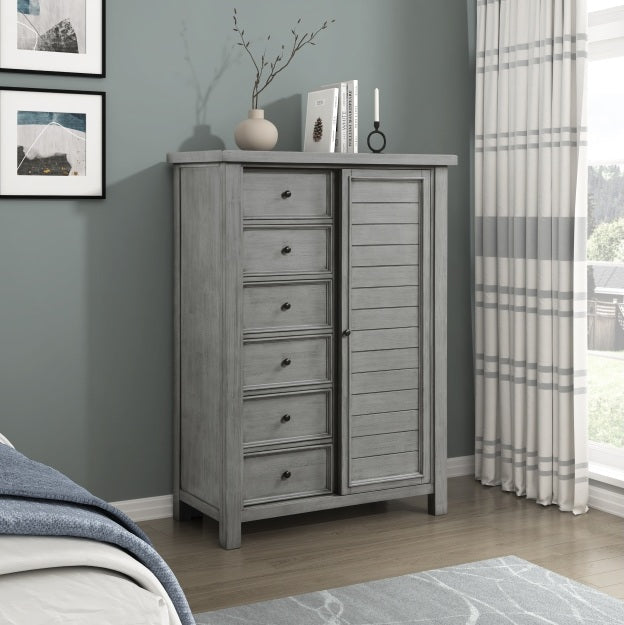 Homelegance 1559DG-4PC 4 pc Logandale grey finish wood queen bedroom set with underbed drawers