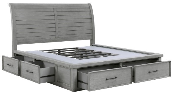 Homelegance 1559DG-4PC 4 pc Logandale grey finish wood queen bedroom set with underbed drawers