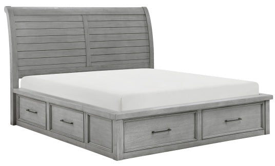 Homelegance 1559DG-4PC 4 pc Logandale grey finish wood queen bedroom set with underbed drawers
