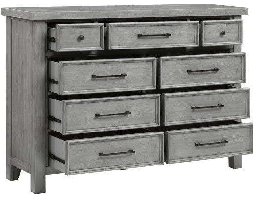 Homelegance 1559DG-4PC 4 pc Logandale grey finish wood queen bedroom set with underbed drawers