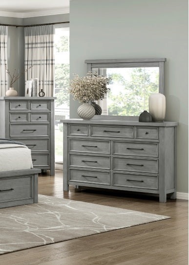 Homelegance 1559DG-4PC 4 pc Logandale grey finish wood queen bedroom set with underbed drawers