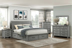 Homelegance 1559DG-4PC 4 pc Logandale grey finish wood queen bedroom set with underbed drawers