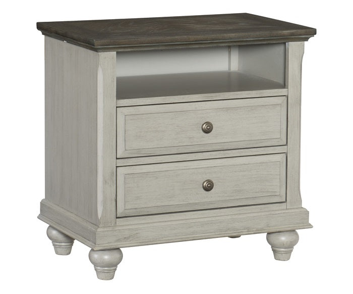 Homelegance 1568-4PC 4 pc Mossbrook two tone light grey and dark brown finish wood country style queen bedroom set
