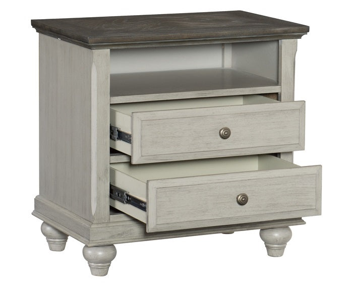 Homelegance 1568-4PC 4 pc Mossbrook two tone light grey and dark brown finish wood country style queen bedroom set