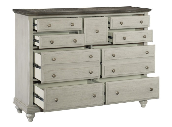 Homelegance 1568-4PC 4 pc Mossbrook two tone light grey and dark brown finish wood country style queen bedroom set