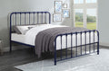 Homelegance 1571BU-1 Bethany blue finish metal frame headboard queen bed