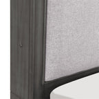 Homelegance 1573-4PC 4 pc Wittenberry grey grain wood finish fabric tufted LED headboard queen bedroom set footboard drawers