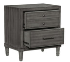 Homelegance 1573-4PC 4 pc Wittenberry grey grain wood finish fabric tufted LED headboard queen bedroom set footboard drawers