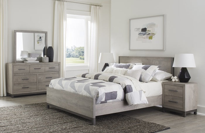 Homelegance 1577-4PC 4 pc Zephyr two tone light grey and grey finish wood queen bedroom set