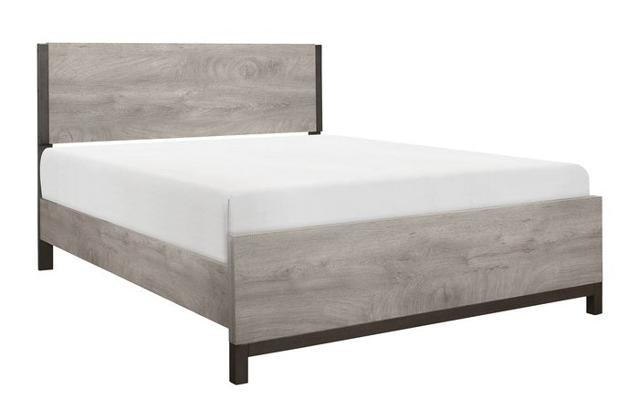 Homelegance 1577-4PC 4 pc Zephyr two tone light grey and grey finish wood queen bedroom set