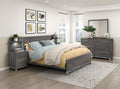Homelegance 1577DG-WB-7PC 7 pc Zephyr two tone brownish grey finish wood LED wall panel queen bedroom set