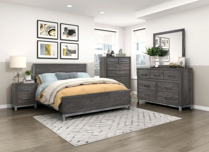 Homelegance 1577DG-4PC 4 pc Zephyr two tone brownish grey finish wood queen bedroom set