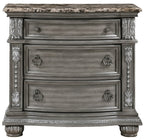 Homelegance 1583-4PC 4 pc Bennington grey finish wood tufted headboard and footboard sleigh style queen bedroom set