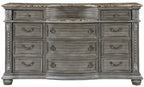 Homelegance 1583-4PC 4 pc Bennington grey finish wood tufted headboard and footboard sleigh style queen bedroom set