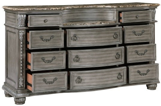 Homelegance 1583-4PC 4 pc Bennington grey finish wood tufted headboard and footboard sleigh style queen bedroom set