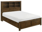 Sullivan Wire Brushed Oak Wood Queen Bedroom Set with Footboard Drawers and Storage Headboard – 1592-4PC