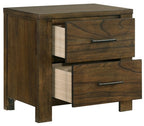 Sullivan Wire Brushed Oak Wood Queen Bedroom Set with Footboard Drawers and Storage Headboard – 1592-4PC