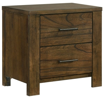 Sullivan Wire Brushed Oak Wood Queen Bedroom Set with Footboard Drawers and Storage Headboard – 1592-4PC
