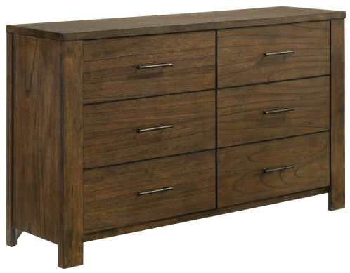 Sullivan Wire Brushed Oak Wood Queen Bedroom Set with Footboard Drawers and Storage Headboard – 1592-4PC