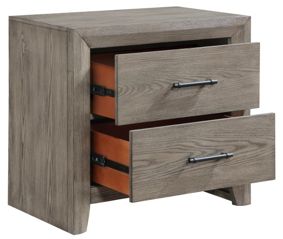 Homelegance 1598-4PC 4 pc Grey finish wood chevron design headboard queen bedroom set