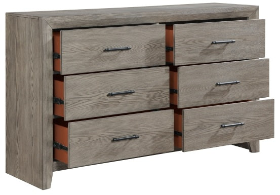 Homelegance 1598-4PC 4 pc Grey finish wood chevron design headboard queen bedroom set