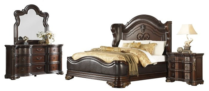 Homelegance 1603-4PC 4 pc Astoria grand cherry finish wood low profile footboard queen bedroom set