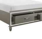 Homelegance 1616-4PC 4 pc Tamsin silver gray metallic finish wood mirrored trim queen bedroom set with led trim