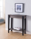 161619  Black and distressed grey finish wood sofa entry console table with drawer and lower shelf