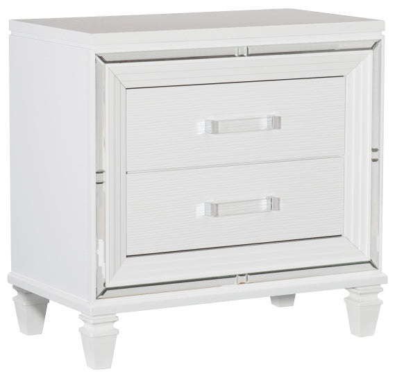 Homelegance 1616W-4PC 4 pc Tamsin white metallic finish wood mirrored trim queen bedroom set with led trim