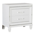 Homelegance 1616W-4 Tamsin white metallic finish wood mirrored trim nightstand bed side table